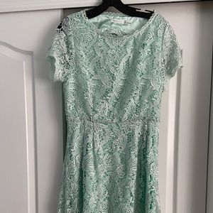 Mint green lace midi dress